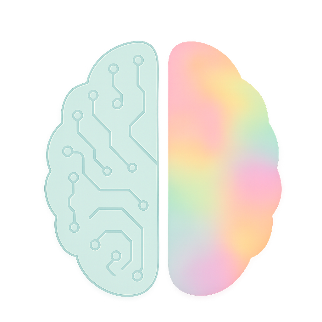 Interactive brain split into left and right hemispheres